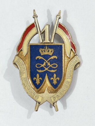 Frankreich nach 1945, Metallabzeichen " Royal DAbord Premier Toujours", 1er régiment de dragons, Drago/Paris, gebraucht