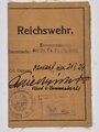 Reiswehr, Ausweis einen angestellten Schlosser, Truppenübungsplatz Ohrdruf, 1929, DIN A7, gebraucht