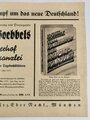Werbeblatt, "Dr. Joseph Goebbels - Vom Kaiserhof zur Reichskanzlei", Zentralverlag der NSDAP, Faltblatt mit Bestell-Liste, DIN A4, sehr guter Zustand