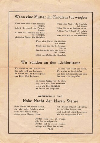 Programmblatt "Feierstunde - Deutsche Kriegsweihnacht 1943", NSDAP Ortsgruppen Helmbrecht (Frankenwald) Nord und Süd, 19. 12. 1943, DIN A5