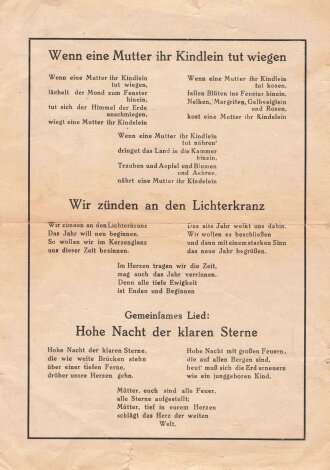 Programmblatt "Feierstunde - Deutsche Kriegsweihnacht 1943", NSDAP Ortsgruppen Helmbrecht (Frankenwald) Nord und Süd, 19. 12. 1943, DIN A5