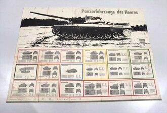 Bundeswehr, Bildtafel 13 "Panzerfahrzeuge des Heeres", Soldat und Technik, Heft 12/1964, 68 x 93 cm, gebraucht, fleckig