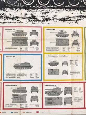 Bundeswehr, Bildtafel 13 "Panzerfahrzeuge des Heeres", Soldat und Technik, Heft 12/1964, 68 x 93 cm, gebraucht, fleckig