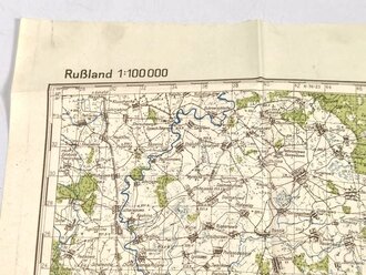 Truppenkarte Rußland 1:100.000 "Wjasma-Ost", datiert 1943, Maße 90 x 70 cm