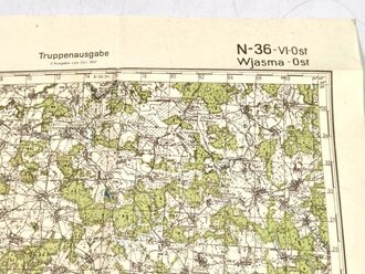 Truppenkarte Rußland 1:100.000 "Wjasma-Ost", datiert 1943, Maße 90 x 70 cm