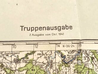 Truppenkarte Rußland 1:100.000 "Wjasma-Ost", datiert 1943, Maße 90 x 70 cm