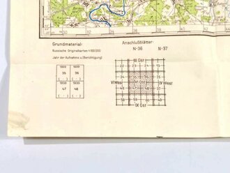 Truppenkarte Rußland 1:100.000 "Wjasma-Ost", datiert 1943, Maße 90 x 70 cm