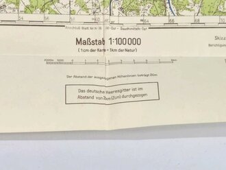 Truppenkarte Rußland 1:100.000 "Wjasma-Ost", datiert 1943, Maße 90 x 70 cm