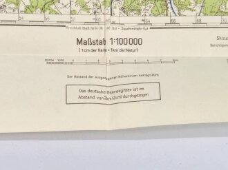 Truppenkarte Rußland 1:100.000 "Wjasma-Ost", datiert 1943, Maße 90 x 70 cm