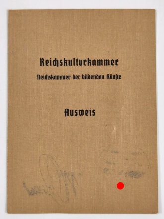 Ausweis Reichskulturkammer, Lüdenscheid, 15. August...