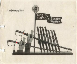 Werbeblatt, Eickhorn Ausstellungsständer für Bajonett/Säbel, 14 x 14,5 cm, gebraucht
