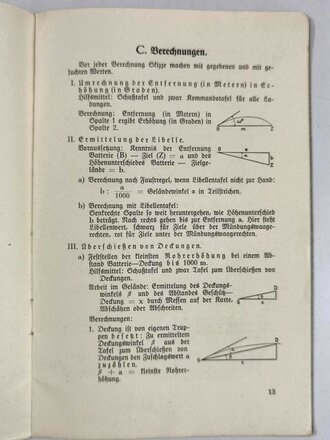 "Artilleristisches Merkheft", Oberleutnant Lehnhard, Sonderdruck aus der Artilleristischen Rundschau 1935/36, 32 Seiten, DIN A5, gebraucht
