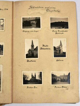 RAD "Meine Arbeitsdienstzeit 1935/36", Gau XXII /Hessen-Nord, Mappe mit 40 kleinformatigen Fotografien, 22 x 34 cm, gebraucht, Stockflecken