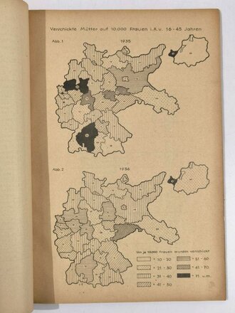 NSV-Müttererholungsfürsorge "Statistischer Jahresbericht 1936", hrsg. v. d. NSDAP-Reichsleitung - Hauptamt für Volkswohlfahrt, Sonderheft 3, Juni 1937, 30 Seiten, DIN A4, gebraucht, Stockflecken