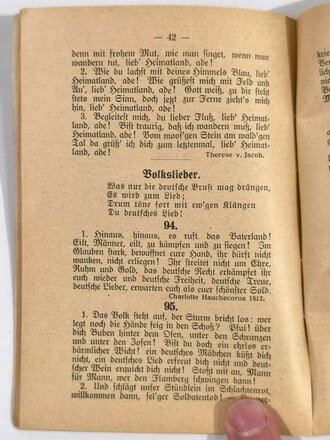 "Soldaten-Liederbuch für Niedersachsens Söhne", Heimatbund Niedersachsen/Bund Hannoversche Kaufleute, 1914, 2. Auflage, 61 Seiten, DIN A7, gebraucht