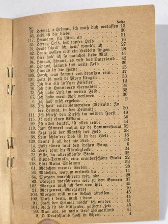 "Soldaten-Liederbuch für Niedersachsens Söhne", Heimatbund Niedersachsen/Bund Hannoversche Kaufleute, 1914, 2. Auflage, 61 Seiten, DIN A7, gebraucht