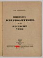 "Dreissig Kriegsartikel für das Deutsche Volk", Dr. Joseph Goebbels, hrsg. v. Zentralverlag der NSDAP, 1943, 16 Seiten, DIN A6, gebraucht