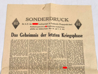 NSDAP/AO "Rundfunk Lagebericht von...