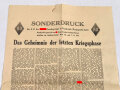 NSDAP/AO "Rundfunk Lagebericht von SS-Kriegsberichter Joachim Fernau: Das Geheimnis der letzten Kriegstage", Sonderdruck 1944, 30 x 43 cm, gebraucht, gefaltet