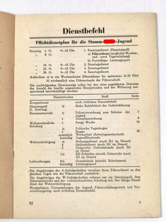 HJ/DJ "Führerdienst des Gebietes Ruhr-Niederrhein (10)", November 1942, 23 Seiten, DIN A5, gebraucht