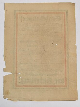 Stahlhelm, Flugblatt "Stahlhelmer! - Generalfeldmarschall von Hindenburg", Reichspräsidentenwahl 30. April 1932, DIN A4, gebraucht
