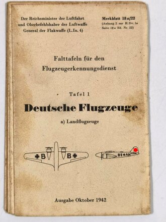 Falttafel für den Flugzeugerkennungsdienst, Tafel 1...