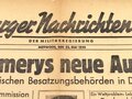 Kriegsende 1945, Hamburger-Nachrichten-Blatt der Militärregierung "Montgomerys neue Aufgabe", Nr. 11, 23. Mai 1945, gefaltet, gebraucht