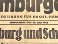 Kriegsende 1945, Neue Hamburger Presse - Zeitung der Militärregierung für Gross-Hamburg und Umgebung "Die Lage in Hamburg und Schleswig Holstein", Nr. 9, 28. Juli 1945, gefaltet, gebraucht