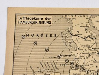 Luftlagekarte der Hamburger Zeitung, 1940er, 38 x 40 cm, gefaltet, guter Zustand