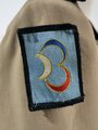 Frankreich nach 1945, Pioniere, Uniform eines Lieutenant (Jacke und Hose), 19. Régiment du Génie, 32. Bataillon, Algerien, Kolonialtruppen,  Hersteller Poplin/Le Havre, gebraucht, fleckig
