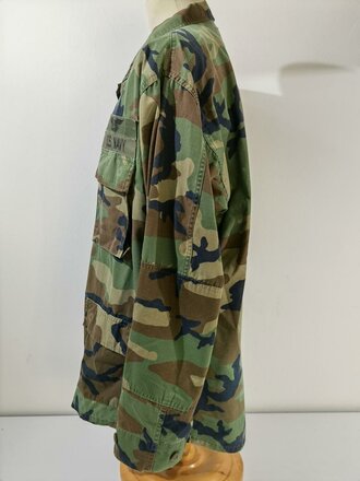 U.S.Navy Coat, hot weather, woodland camouflage pattern, combat. Used, size Large