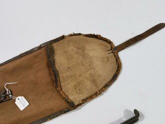 Frankreich 2. Weltkrieg?, Zeltbesteck, Tasche mit 7 Stahlheringen "ADRO", 28 x 15 cm, Hering 24 cm, gebraucht