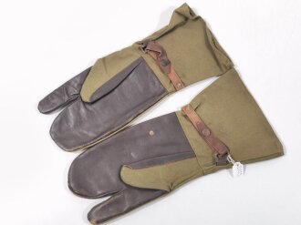 Frankreich wohl 2. Weltkrieg, Handschuhe/Fäustlinge, Gr. 2, gestempelt, ungetragen, Leder spröde