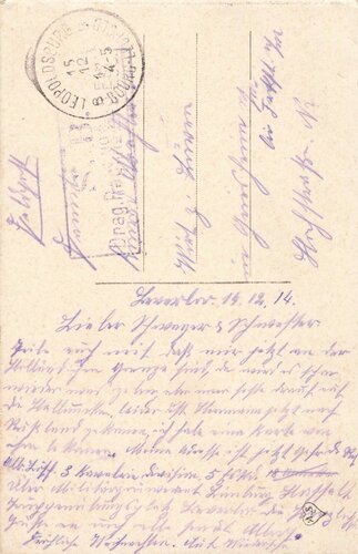 Deutschland/Belgien 1. Weltkrieg, Feldpost/Postkarte,...