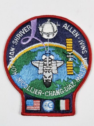 U.S. NASA/Italian Space Agency ASI, Patch, Space Shuttle Mission STS-46 Atlantis OV-104, "Hoffman Shriver Allen Ivins Nicollier Chang Diaz Malerba"