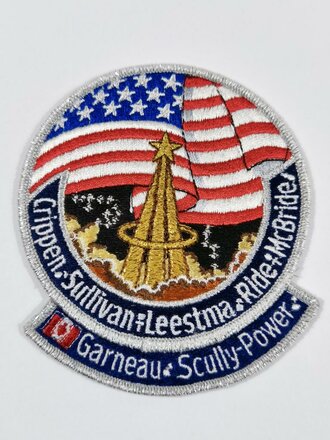 U.S. NASA, Patch, Space Shuttle Mission STS-41-G Challenger OV-099, "Crippen Sullivan Leestma Ride Mc Bride Garneau Scully Power"