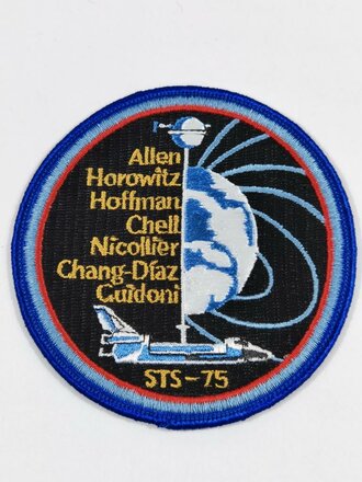 U.S. NASA, Patch, Space Shuttle Mission STS-75 Columbia OV-102, "Allen Horowitz Hoffman Cheli Nicollier Chang-Diaz Guidoni"