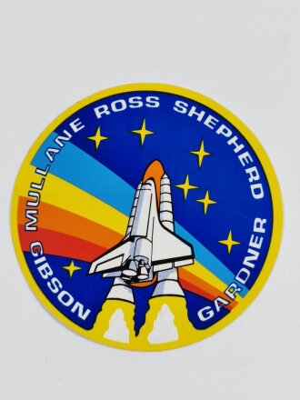 U.S. NASA, Sticker, Space Shuttle Mission STS-27 Atlantis OV-104, "Mullane Ross Shepherd Gibson Gardner"