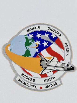 U.S. NASA, Sticker, Space Shuttle Mission STS-51L Challenger OV-099, "McNair Onizuka Rensik Scobee Smith McAuliffe Jarvis" †