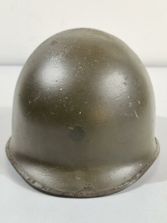U.S. WWII steel helmet, front seam, reused after WWII, overpainted