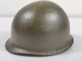 U.S. WWII steel helmet, front seam, reused after WWII, overpainted