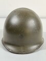 U.S. WWII steel helmet, front seam, reused after WWII, overpainted