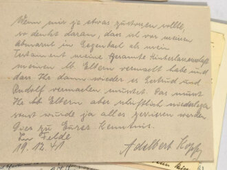 Konvolut eines Angehörigen IR238, der in Frankreich seinen Dienst tat und auch in französische Gefangenschaft geraten ist.