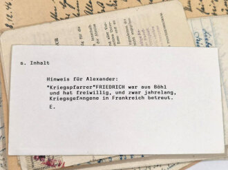 Konvolut eines Angehörigen IR238, der in Frankreich seinen Dienst tat und auch in französische Gefangenschaft geraten ist.