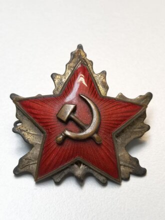 Russland 2. Weltkrieg, Sowjetunion, Metallabzeichen, Roter Stern auf Ahornblatt, wohlmöglich handelt es sich hierbei um eine Eigenkreation, gebraucht