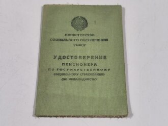 Russland nach 1945, Sowjetunion, Russische Sozialistische Föderative Sowjetrepublik (RSFSR), Rentenbescheinigung, datiert 1948-1956