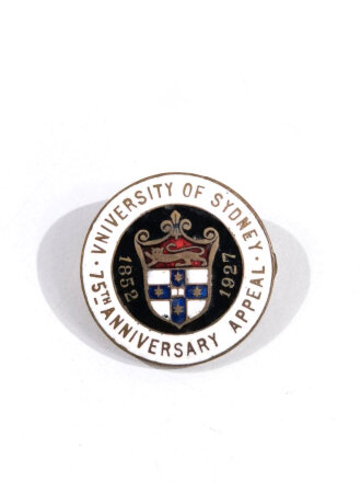 Australien, University of Sydney, Emailliertes Metallabzeichen "75th Anniversary Appeal 1852-1827", ca. 2 cm, gebraucht