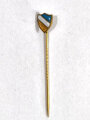 Anstecknadel, Wappen Studentenverbindung "Blau-Weiß-Gold", Heidelberger Wingolf?, 1 x 1 cm, gebraucht