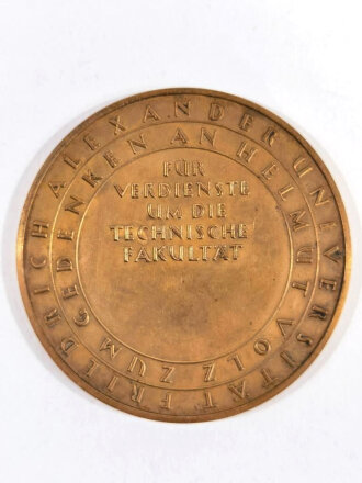 Deutschland, Bronzemedaille, Helmut Volz Medaille "Für Verdienste um die Technische Fakultät", Friedrich-Alexander-Universität Nürnberg-Erlangen, ca. 5 cm, gebraucht