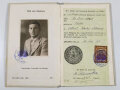 Anschluss Österreich, Konvolut, AV Vindelicia Innsbruck (ÖCV), Meldungsbuch eines Studenten der Universität Innsbruck, inkl. 7 kleinformatigen Fotografien, 5 Belegscheinen, Visitenkarte und Ahnennachweis, 1938